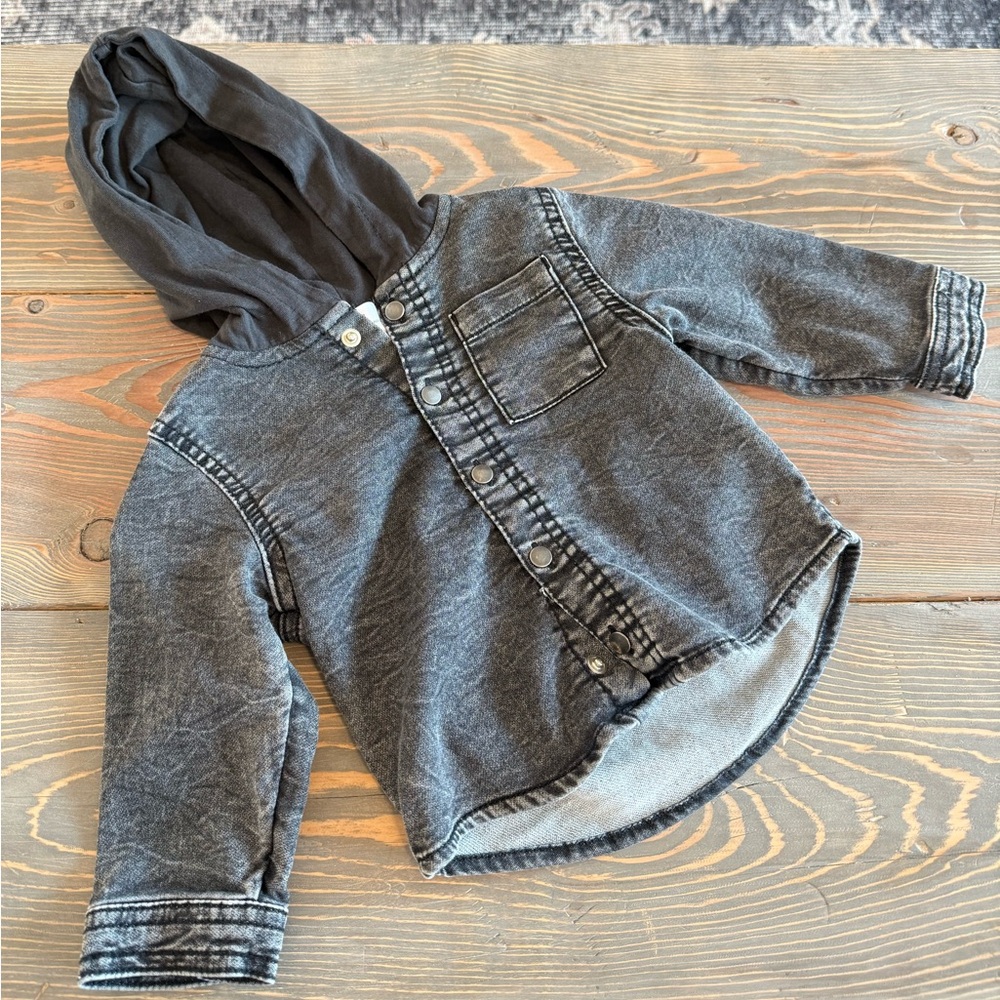Wonder Nation Charcoal Jean Jacket with Hood